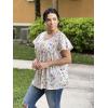 imageHOTOUCH Womens Plus Size Tops Ruffle Short Sleeve Tunics Cute Pleated Babydoll Shirts Summer Casual V Neck Boho BlousesColourful Small Flowers