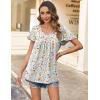 imageHOTOUCH Womens Plus Size Tops Ruffle Short Sleeve Tunics Cute Pleated Babydoll Shirts Summer Casual V Neck Boho BlousesColourful Small Flowers
