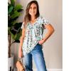 imageHOTOUCH Womens Plus Size Tops Ruffle Short Sleeve Tunics Cute Pleated Babydoll Shirts Summer Casual V Neck Boho BlousesFlower Cluster Light Green