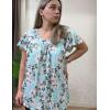 imageHOTOUCH Womens Plus Size Tops Ruffle Short Sleeve Tunics Cute Pleated Babydoll Shirts Summer Casual V Neck Boho BlousesFlower Cluster Light Green