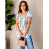 imageHOTOUCH Womens Plus Size Tops Ruffle Short Sleeve Tunics Cute Pleated Babydoll Shirts Summer Casual V Neck Boho BlousesFlower Cluster Light Green
