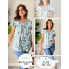 imageHOTOUCH Womens Plus Size Tops Ruffle Short Sleeve Tunics Cute Pleated Babydoll Shirts Summer Casual V Neck Boho BlousesFlower Cluster Light Green