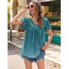 imageHOTOUCH Womens Plus Size Tops Ruffle Short Sleeve Tunics Cute Pleated Babydoll Shirts Summer Casual V Neck Boho BlousesGreen