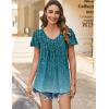 imageHOTOUCH Womens Plus Size Tops Ruffle Short Sleeve Tunics Cute Pleated Babydoll Shirts Summer Casual V Neck Boho BlousesGreen