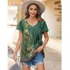 imageHOTOUCH Womens Plus Size Tops Ruffle Short Sleeve Tunics Cute Pleated Babydoll Shirts Summer Casual V Neck Boho BlousesGrey Green