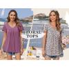 imageHOTOUCH Womens Plus Size Tops Ruffle Short Sleeve Tunics Cute Pleated Babydoll Shirts Summer Casual V Neck Boho BlousesPink Apricot Brown Blue