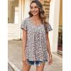 imageHOTOUCH Womens Plus Size Tops Ruffle Short Sleeve Tunics Cute Pleated Babydoll Shirts Summer Casual V Neck Boho BlousesPink Apricot Brown Blue
