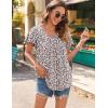 imageHOTOUCH Womens Plus Size Tops Ruffle Short Sleeve Tunics Cute Pleated Babydoll Shirts Summer Casual V Neck Boho BlousesPink Apricot Brown Blue