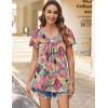 imageHOTOUCH Womens Plus Size Tops Ruffle Short Sleeve Tunics Cute Pleated Babydoll Shirts Summer Casual V Neck Boho BlousesPurple