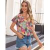 imageHOTOUCH Womens Plus Size Tops Ruffle Short Sleeve Tunics Cute Pleated Babydoll Shirts Summer Casual V Neck Boho BlousesPurple
