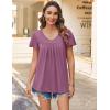 imageHOTOUCH Womens Plus Size Tops Ruffle Short Sleeve Tunics Cute Pleated Babydoll Shirts Summer Casual V Neck Boho BlousesPurple Red