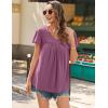 imageHOTOUCH Womens Plus Size Tops Ruffle Short Sleeve Tunics Cute Pleated Babydoll Shirts Summer Casual V Neck Boho BlousesPurple Red