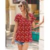 imageHOTOUCH Womens Plus Size Tops Ruffle Short Sleeve Tunics Cute Pleated Babydoll Shirts Summer Casual V Neck Boho BlousesRed