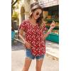 imageHOTOUCH Womens Plus Size Tops Ruffle Short Sleeve Tunics Cute Pleated Babydoll Shirts Summer Casual V Neck Boho BlousesRed