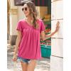 imageHOTOUCH Womens Plus Size Tops Ruffle Short Sleeve Tunics Cute Pleated Babydoll Shirts Summer Casual V Neck Boho BlousesRose Red