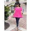imageHOTOUCH Womens Plus Size Tops Ruffle Short Sleeve Tunics Cute Pleated Babydoll Shirts Summer Casual V Neck Boho BlousesRose Red