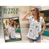 imageHOTOUCH Womens Plus Size Tops Ruffle Short Sleeve Tunics Cute Pleated Babydoll Shirts Summer Casual V Neck Boho BlousesWhite
