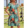 imageHOTOUCH Womens Summer Floral Beach V Neck Dresses Short Sleeve T Shirt Sundresses with Pockets 2025 Hawaiian VacationPa116