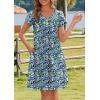 imageHOTOUCH Womens Summer Floral Beach V Neck Dresses Short Sleeve T Shirt Sundresses with Pockets 2025 Hawaiian VacationPa236