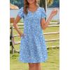 imageHOTOUCH Womens Summer Floral Beach V Neck Dresses Short Sleeve T Shirt Sundresses with Pockets 2025 Hawaiian VacationXh41