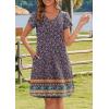 imageHOTOUCH Womens Summer Floral Beach V Neck Dresses Short Sleeve T Shirt Sundresses with Pockets 2025 Hawaiian VacationXh411