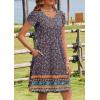 imageHOTOUCH Womens Summer Floral Beach V Neck Dresses Short Sleeve T Shirt Sundresses with Pockets 2025 Hawaiian VacationXh411
