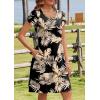 imageHOTOUCH Womens Summer Floral Beach V Neck Dresses Short Sleeve T Shirt Sundresses with Pockets 2025 Hawaiian VacationZw29