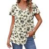 imageHOTOUCH Womens Plus Size Tops Ruffle Short Sleeve Tunics Cute Pleated Babydoll Shirts Summer Casual V Neck Boho BlousesApricot Floral