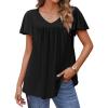 imageHOTOUCH Womens Plus Size Tops Ruffle Short Sleeve Tunics Cute Pleated Babydoll Shirts Summer Casual V Neck Boho BlousesBlack