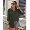 imageHOTOUCH Womens Button Down Shirt Cotton V Neck Work Office Blouse Dressy Casual Loose Long Sleeve Tops with PocketArmy Green