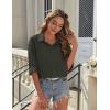 imageHOTOUCH Womens Button Down Shirt Cotton V Neck Work Office Blouse Dressy Casual Loose Long Sleeve Tops with PocketArmy Green