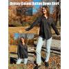 imageHOTOUCH Womens Button Down Shirt Cotton V Neck Work Office Blouse Dressy Casual Loose Long Sleeve Tops with PocketBlack