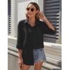 imageHOTOUCH Womens Button Down Shirt Cotton V Neck Work Office Blouse Dressy Casual Loose Long Sleeve Tops with PocketBlack