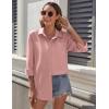 imageHOTOUCH Womens Button Down Shirt Cotton V Neck Work Office Blouse Dressy Casual Loose Long Sleeve Tops with PocketDusty Pink