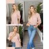 imageHOTOUCH Womens Button Down Shirt Cotton V Neck Work Office Blouse Dressy Casual Loose Long Sleeve Tops with PocketDusty Pink