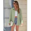 imageHOTOUCH Womens Button Down Shirt Cotton V Neck Work Office Blouse Dressy Casual Loose Long Sleeve Tops with PocketLight Green