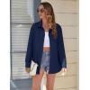 imageHOTOUCH Womens Button Down Shirt Cotton V Neck Work Office Blouse Dressy Casual Loose Long Sleeve Tops with PocketNavy Blue