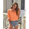 imageHOTOUCH Womens Button Down Shirt Cotton V Neck Work Office Blouse Dressy Casual Loose Long Sleeve Tops with PocketPeach