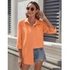 imageHOTOUCH Womens Button Down Shirt Cotton V Neck Work Office Blouse Dressy Casual Loose Long Sleeve Tops with PocketPeach