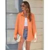 imageHOTOUCH Womens Button Down Shirt Cotton V Neck Work Office Blouse Dressy Casual Loose Long Sleeve Tops with PocketPeach
