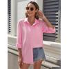imageHOTOUCH Womens Button Down Shirt Cotton V Neck Work Office Blouse Dressy Casual Loose Long Sleeve Tops with PocketPink