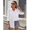 imageHOTOUCH Womens Button Down Shirt Cotton V Neck Work Office Blouse Dressy Casual Loose Long Sleeve Tops with PocketWhite