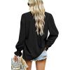 imageHOTOUCH Womens Long Sleeve Tops Boho Floral Printed Blouses Casual V Neck Pleated Drawstring Peasant ShirtsBlack