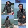 imageHOTOUCH Womens Long Sleeve Tops Boho Floral Printed Blouses Casual V Neck Pleated Drawstring Peasant ShirtsFloral Black