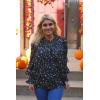 imageHOTOUCH Womens Long Sleeve Tops Boho Floral Printed Blouses Casual V Neck Pleated Drawstring Peasant ShirtsFloral Black