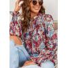 imageHOTOUCH Womens Long Sleeve Tops Boho Floral Printed Blouses Casual V Neck Pleated Drawstring Peasant ShirtsFloral Multicolor