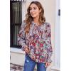 imageHOTOUCH Womens Long Sleeve Tops Boho Floral Printed Blouses Casual V Neck Pleated Drawstring Peasant ShirtsFloral Multicolor