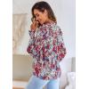 imageHOTOUCH Womens Long Sleeve Tops Boho Floral Printed Blouses Casual V Neck Pleated Drawstring Peasant ShirtsFloral Multicolor