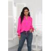 imageHOTOUCH Womens Long Sleeve Tops Boho Floral Printed Blouses Casual V Neck Pleated Drawstring Peasant ShirtsHot Pink