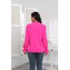 imageHOTOUCH Womens Long Sleeve Tops Boho Floral Printed Blouses Casual V Neck Pleated Drawstring Peasant ShirtsHot Pink